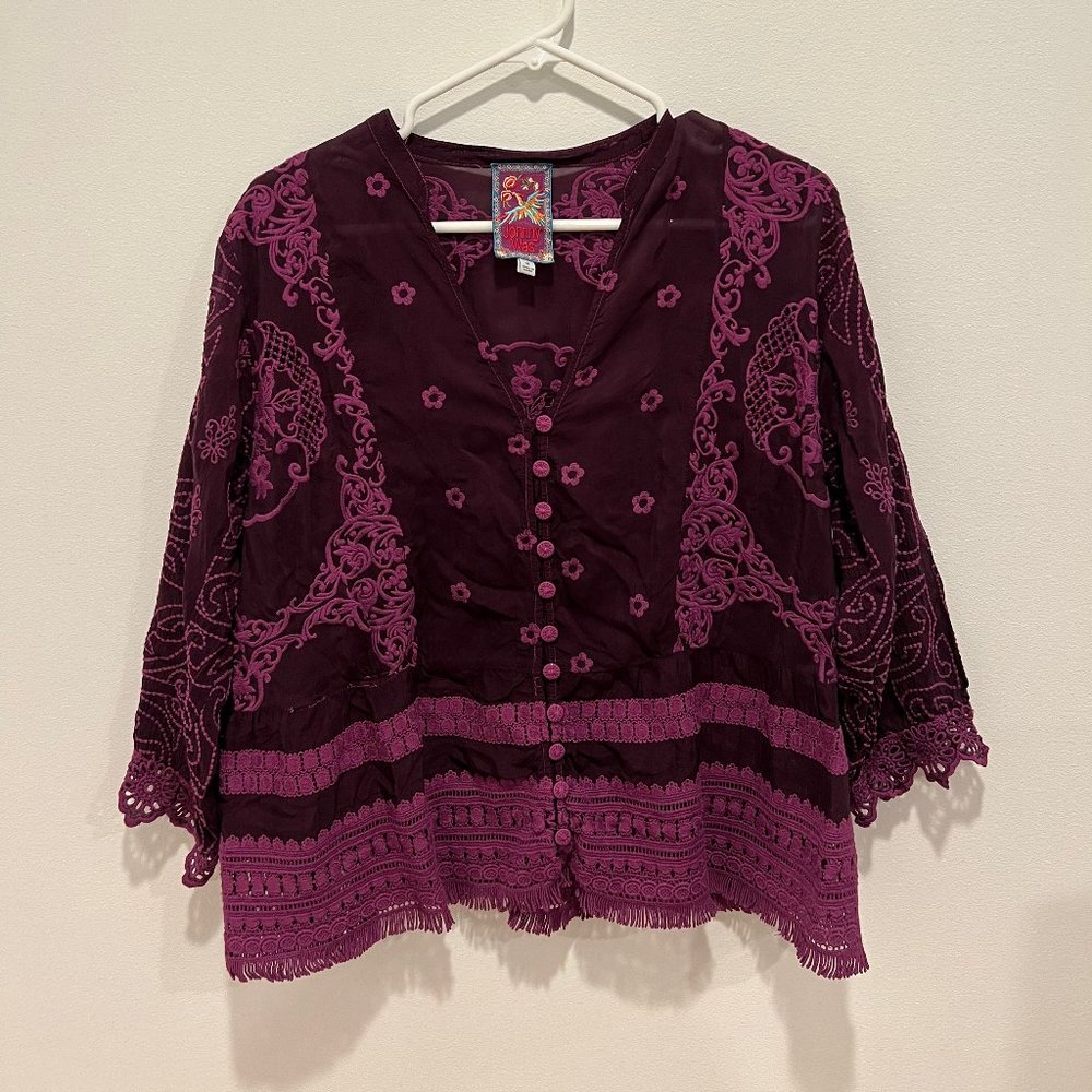 Johnny Was Polyvore Juniper Blouse in Purple Size M